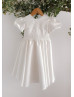 Ivory Satin Lace Chic Flower Girl Dress Baptism Dress